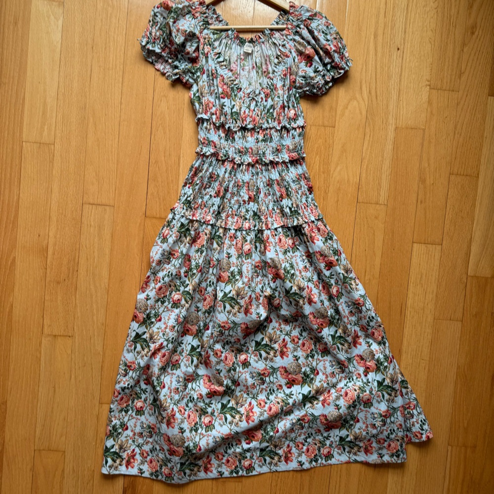 Doen Floral Puff Sleeve Midi Dress - liberty fabric
